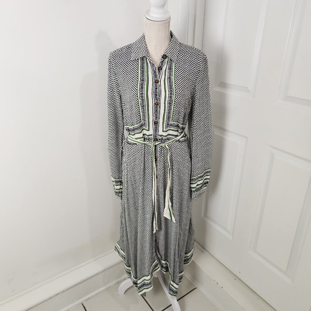 Maeve Anthropologie Dress Womens 12 Polka Dot Constantine Handkerchief Hem - Picture 1 of 16